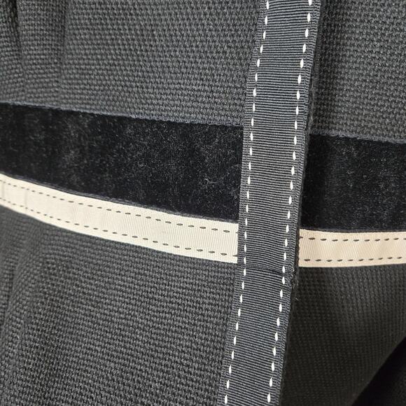 VTG Albert Nipon Suit Jacket 12 Black Cotton Snap Front Peplum Hem Velvet Ribbon - Picture 6 of 14